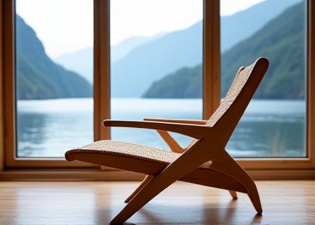 Elegant stol med utsikt over en norsk fjord