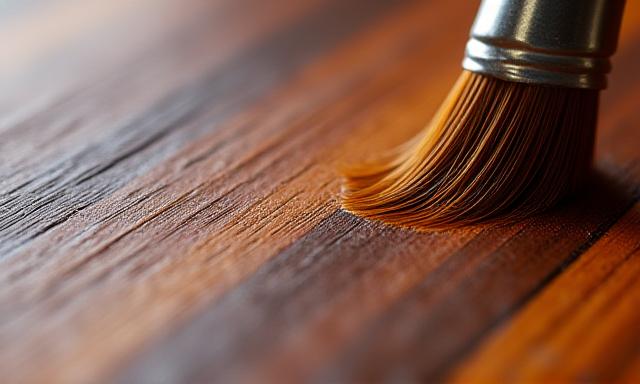 Tett på av treoverflate med pigmentbasert finish